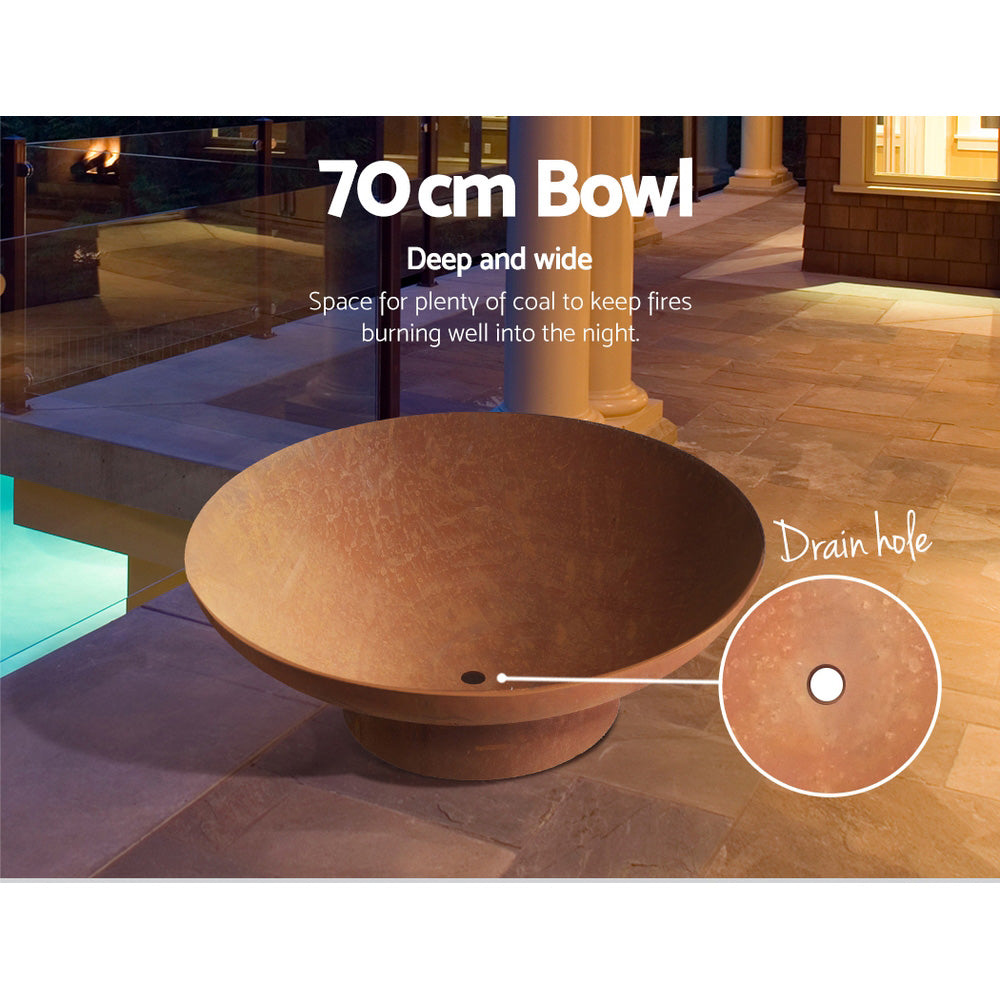 Brunswick Rustic Steel Bowl Fire Pit 70cm